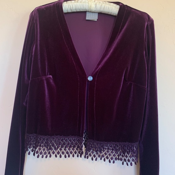 Velveteen maxi dress with cropped jacket. Size P6. - Picture 5 of 8